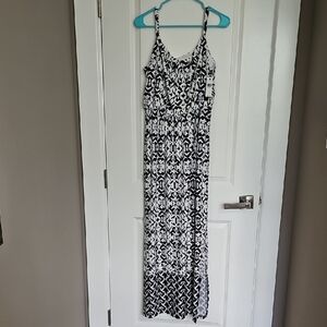 AB Studio Black & White Geometric Maxi Dress